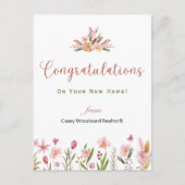 Makelaar gefeliciteerd gepersonaliseerde bloemen briefkaart (Voorkant)