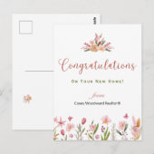 Makelaar gefeliciteerd Persoonlijke Bloemen Briefkaart (Voorkant / Achterkant)