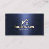 Makelaar Gold House Logo Navy Blue Foto Visitekaartje (Voorkant)