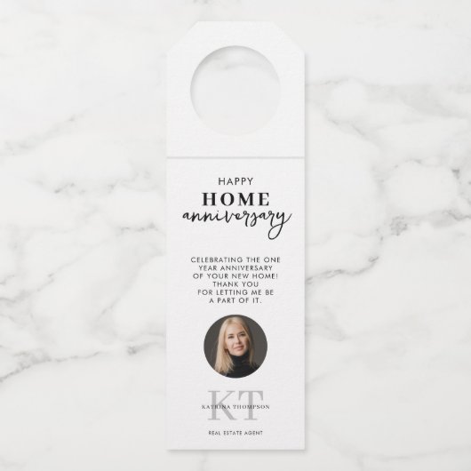 Makelaar Happy Home Jubileum Flessenhanger (Voorkant)