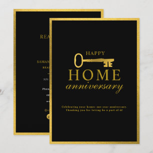 Makelaar Happy Home Jubileum Gouden Sleutel Notitiekaartje