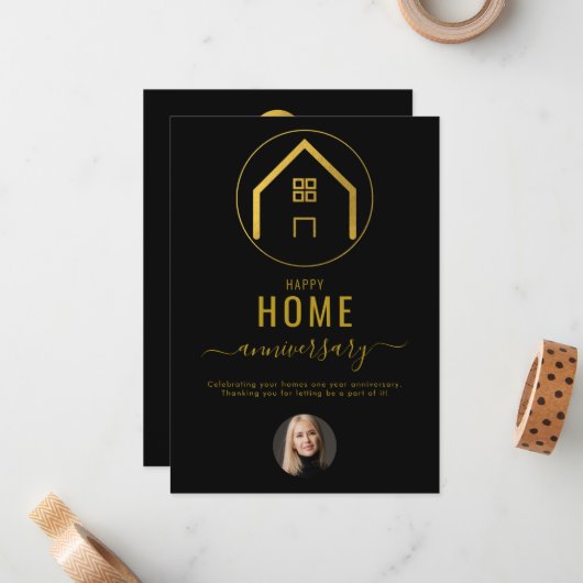 Makelaar Happy Home Jubileum Notitiekaartje (Voorkant / Achterkant in situ)