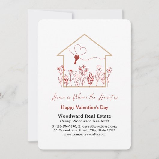 Makelaar Happy Valentine's Day | Thuis is het hart Kaart (Voorkant)