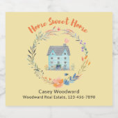 Makelaar Home Sweet Home Housewarming Sparkling Wijnetiket (Enkel label)