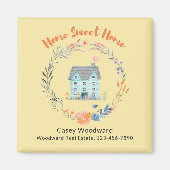 Makelaar Home Sweet Home Schattigee Waterverf Magneet (Voorkant)