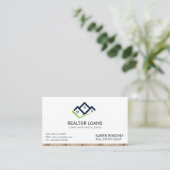 Makelaar | Houten Afwerking Huis Icoon 2 Visitekaartje (Staand voorkant)