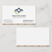Makelaar | Houten Afwerking Huis Icoon 2 Visitekaartje (Voorkant / Achterkant)