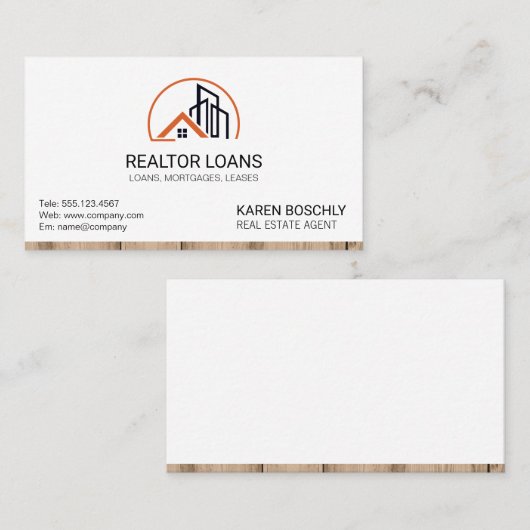 Makelaar | Houten Huis Icoon Visitekaartje (Voorkant / Achterkant)