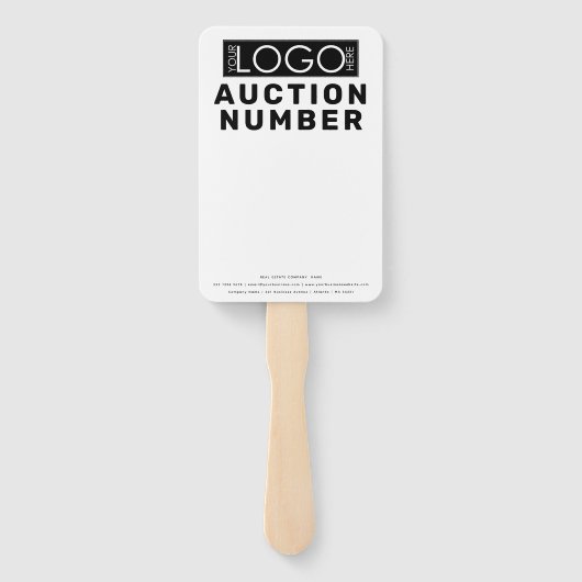 Makelaar Huis Bieden Veiling Paddle Handwaaier (Achterkant)