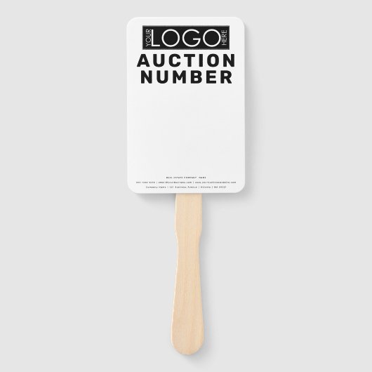 Makelaar Huis Bieden Veiling Paddle Handwaaier (Voorkant)