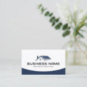 Makelaar Huis Dak Logo Modern Navy Blue Visitekaartje (Staand voorkant)