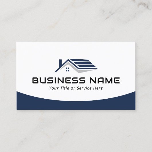 Makelaar Huis Dak Logo Modern Navy Blue Visitekaartje (Voorkant)
