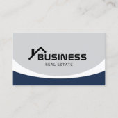 Makelaar Huis Dak Typografie Navy Blue Visitekaartje (Voorkant)