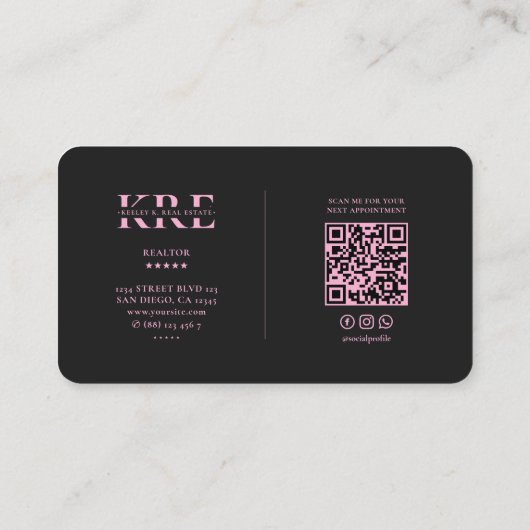 Makelaar Hypotheek Zwart Roze Makelaar Onroerend g Visitekaartje (Achterkant)