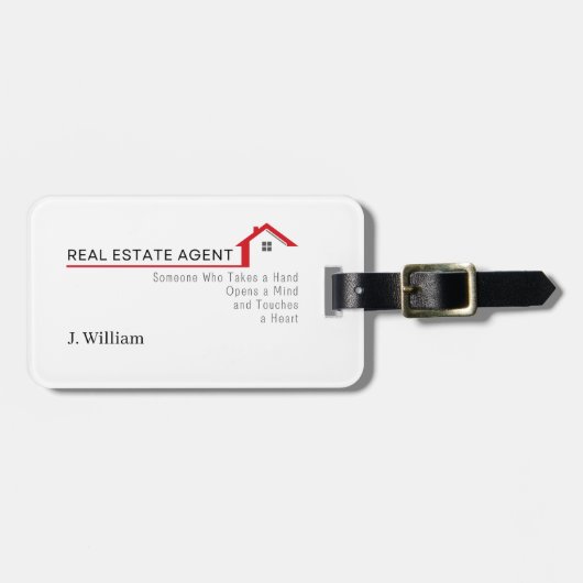 Makelaar iemand die een handje helpt bagagelabel (Voorkant horizontaal)