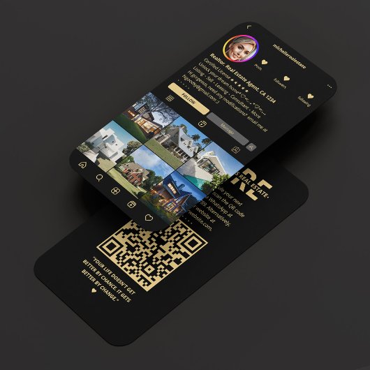 Makelaar IG Elegant Zwart Modern Vastgoedmakelaar Visitekaartje