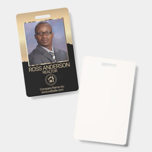 Makelaar in het zwart en goud badge (Voor- en achterkant)