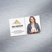 makelaar in koopwoningen | zakenvrouw magnetisch visitekaartje (Voorbeeld)