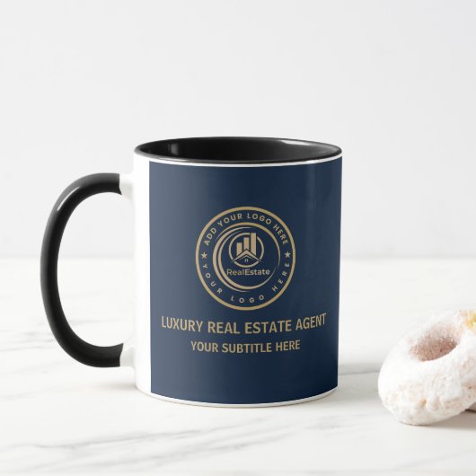 Makelaar in onroerend goed | Aangepast logo voor m Mok (Met donut)