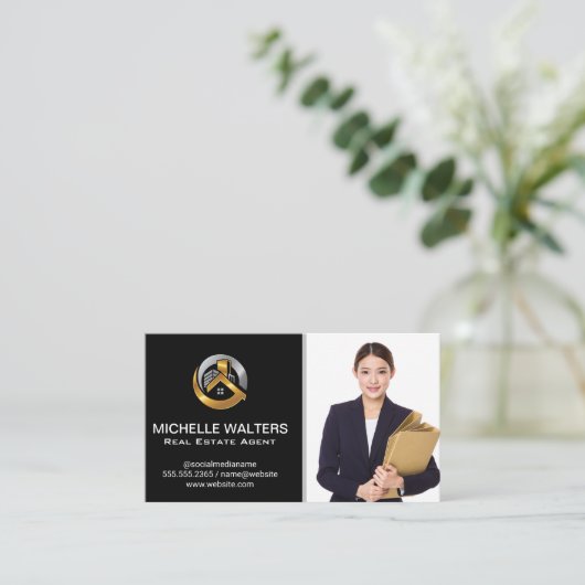 Makelaar in onroerend goed | Aangepaste makelaar f Visitekaartje (Staand voorkant)