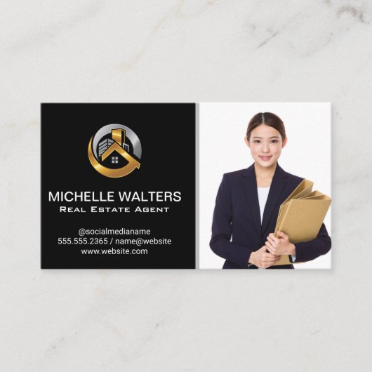 Makelaar in onroerend goed | Aangepaste makelaar f Visitekaartje (Voorkant)