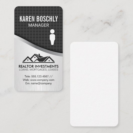 Makelaar in onroerend goed Carbonvezel Metallic Va Visitekaartje (Voorkant / Achterkant)