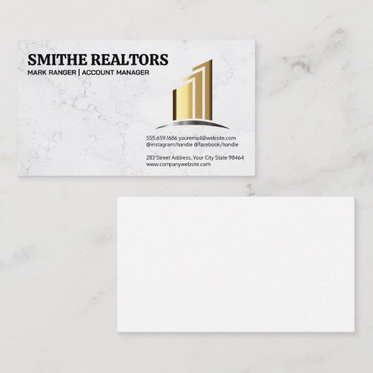 makelaar in onroerend goed | Gouden wolkenkrabbers Afsprakenkaartje (Voorkant / Achterkant)