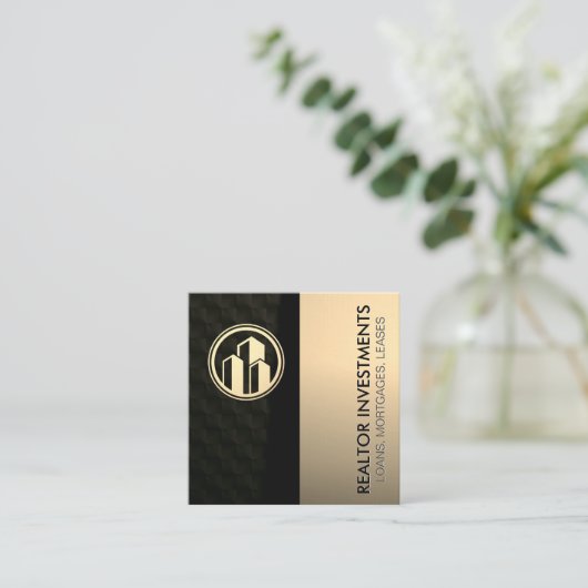 makelaar in onroerend goed | goudmetallisch | Slan Vierkante Visitekaartje (Staand voorkant)
