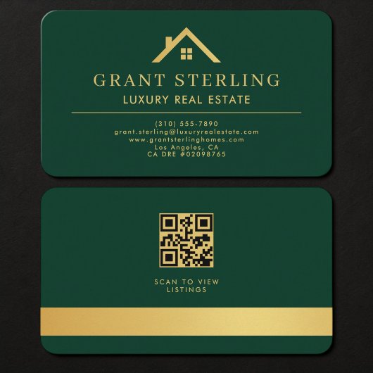 Makelaar in onroerend goed groen gouden QR-code Visitekaartje
