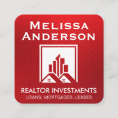 makelaar in onroerend goed | Home Verkoper | Rode  Vierkante Visitekaartje (Voorkant)