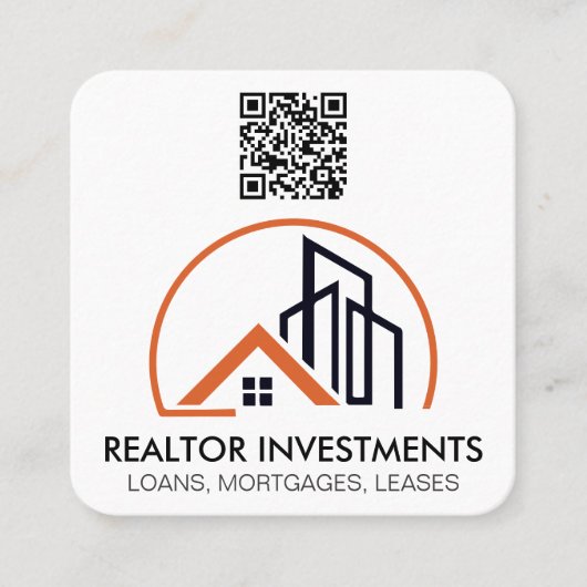 makelaar in onroerend goed | Huis en gebouwen | QR Vierkante Visitekaartje (Voorkant)