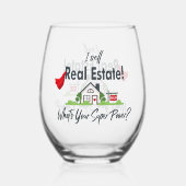 makelaar in onroerend goed, makelaar superheld wijnglas zonder voet (Voorkant)