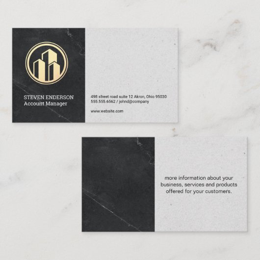 makelaar in onroerend goed | marmeren luxe visitekaartje (Voorkant / Achterkant)