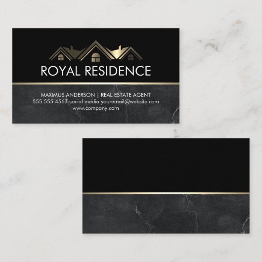 makelaar in onroerend goed | metaalgoud visitekaartje (Voorkant / Achterkant)