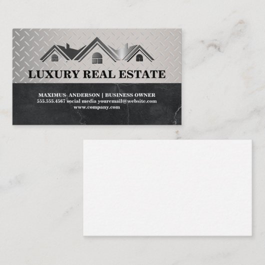 makelaar in onroerend goed | metaalpatroon visitekaartje (Voorkant / Achterkant)