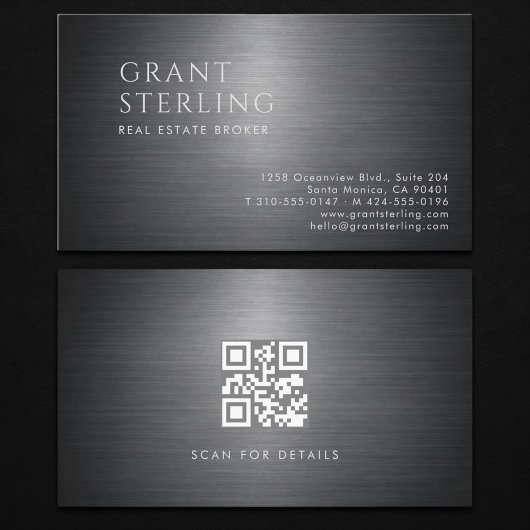 Makelaar in onroerend goed Metallic QR Code Visitekaartje