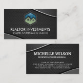 makelaar in onroerend goed | Metallisch | Geperfor Visitekaartje (Voorkant / Achterkant)