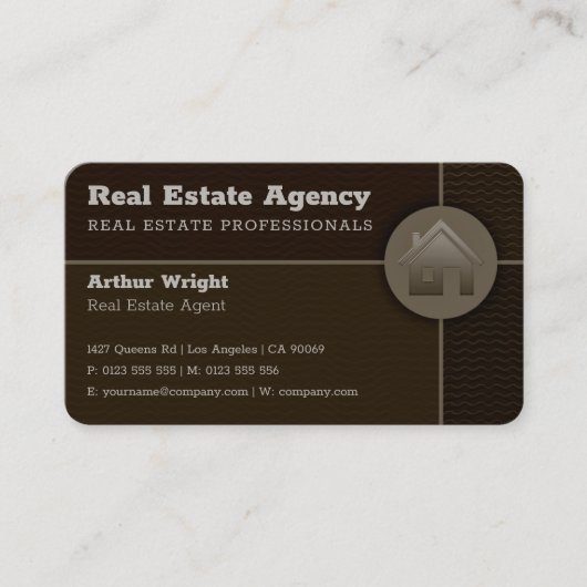makelaar in onroerend goed | Professioneel bruin Visitekaartje (Voorkant)