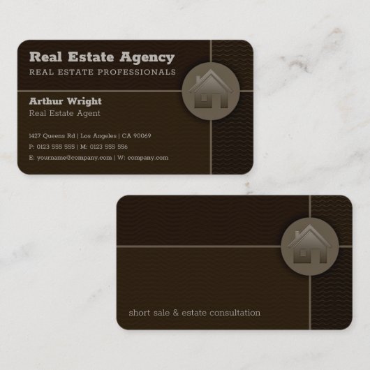 makelaar in onroerend goed | Professioneel bruin Visitekaartje (Voorkant / Achterkant)