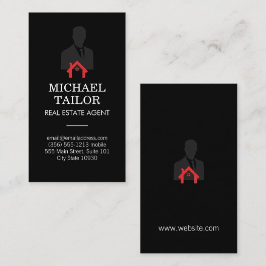 makelaar in onroerend goed | Red Home-pictogram Visitekaartje (Voorkant / Achterkant)