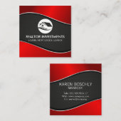 makelaar in onroerend goed | rood metaal | Geperfo Vierkante Visitekaartje (Voorkant / Achterkant)
