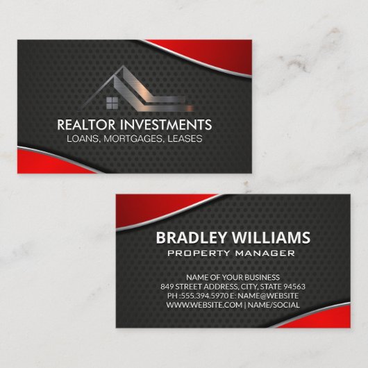 makelaar in onroerend goed | rood metallic | indus visitekaartje (Voorkant / Achterkant)