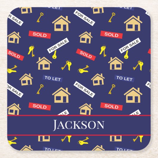 makelaar in onroerend goed verkoper kartonnen onderzetters (Voorkant)