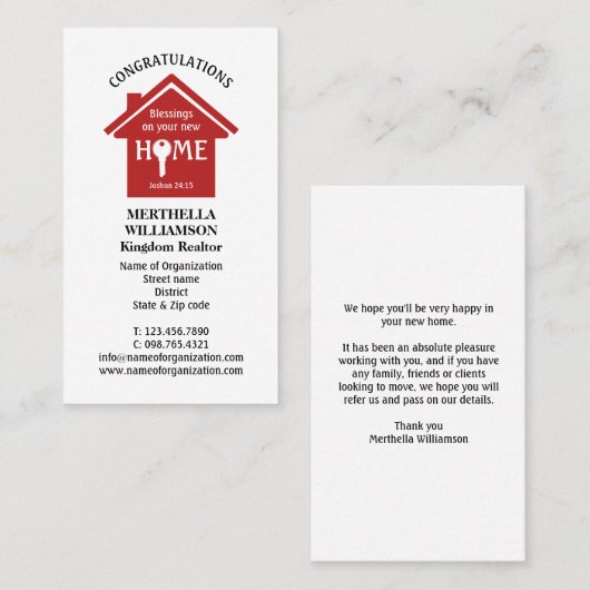 makelaar in onroerend goed visitekaartje (Voorkant / Achterkant)