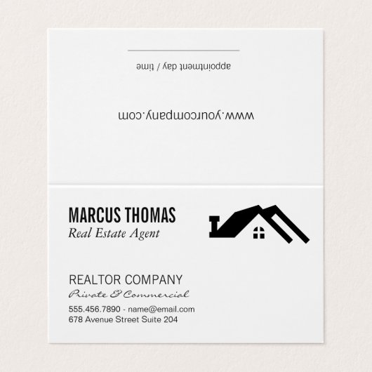 Makelaar in onroerend goed visitekaartje (Buitenkant ongevouwen)