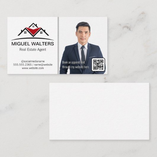 makelaar in onroerend goed | Zakelijk Man in Kostu Visitekaartje (Voorkant / Achterkant)
