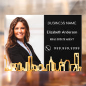 Makelaar in onroerend goed zwart goud foto stadspr raamsticker (Vel 2)