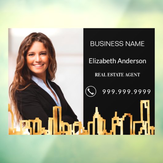 Makelaar in onroerend goed zwart goud foto stadspr raamsticker (Vel 3)