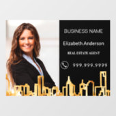 Makelaar in onroerend goed zwart goud foto stadspr raamsticker (Vel)