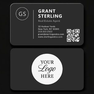 Makelaar in onroerend goed Zwart Logo QR Code Prof Visitekaartje